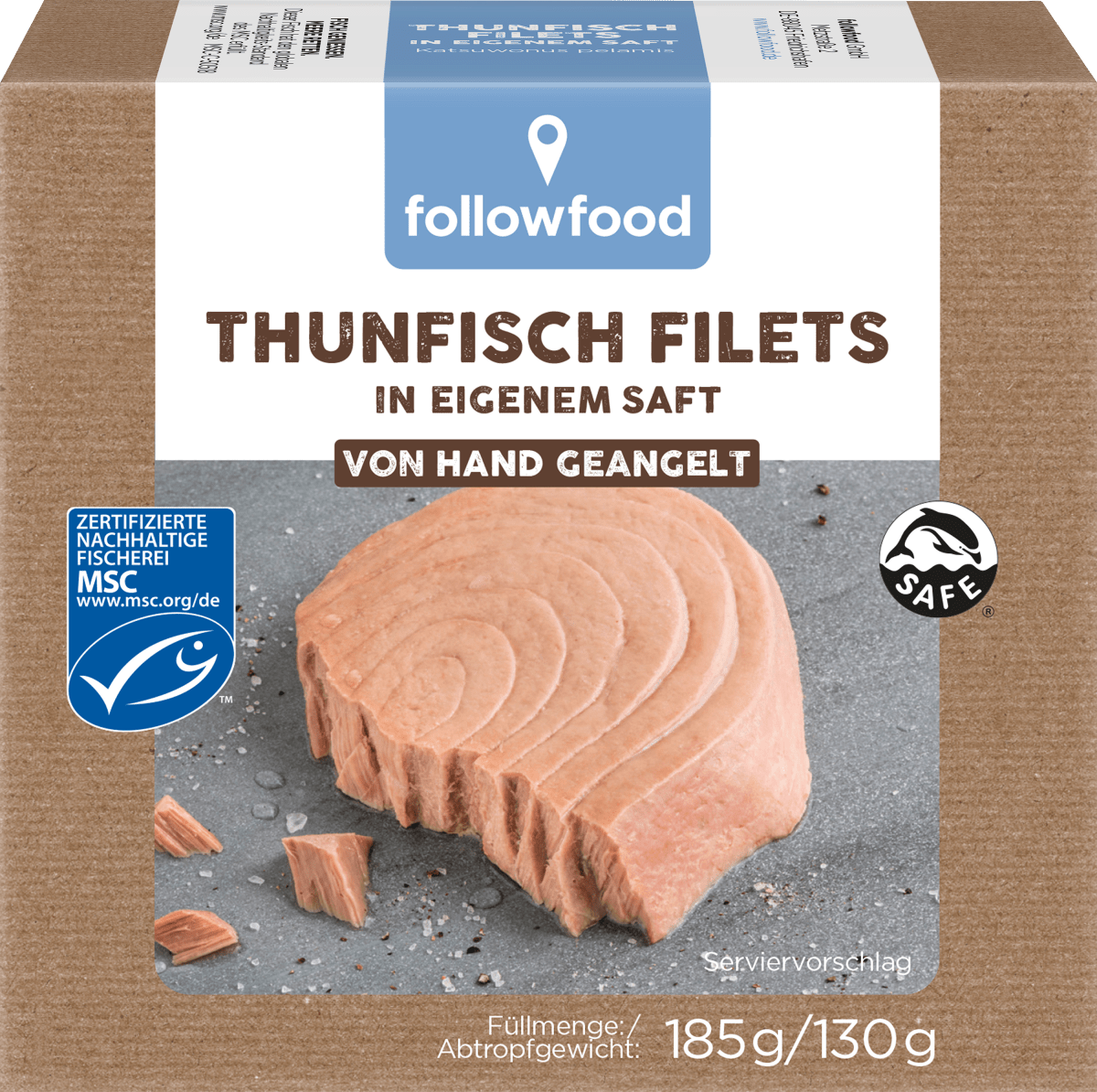 Thunfisch Filets, in eigenem Saft, MSC Zertifizierung, Fair Trade, 130 g