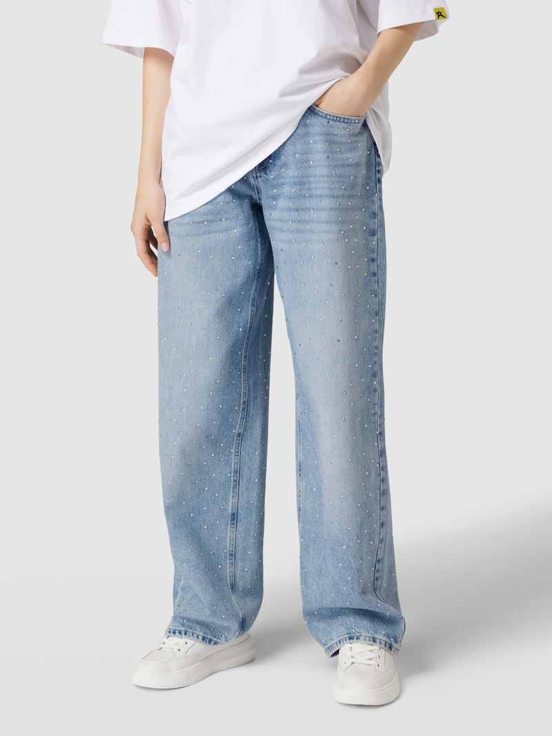 Jeans mit Strasssteinbesatz in hellblau