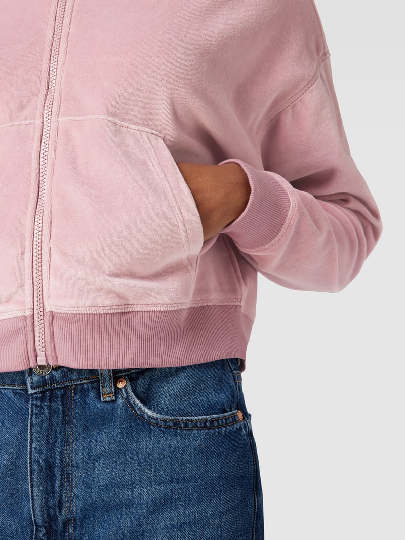 Sweatjacke mit überschnittenen Schultern und Eingrifftaschen in rosa
