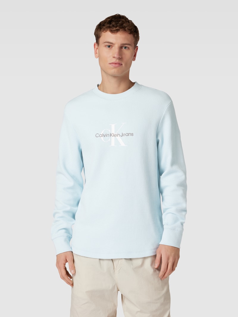Longsleeve in Waffelstruktur Modell 'ARCHIVAL' in hellblau
