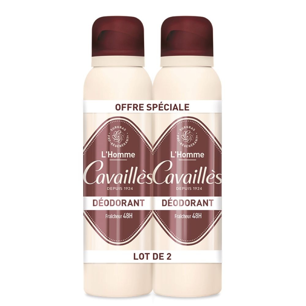 Cavaillès DERMATO 48H HOMME SPRAY 150MLX2 DEODORANTS