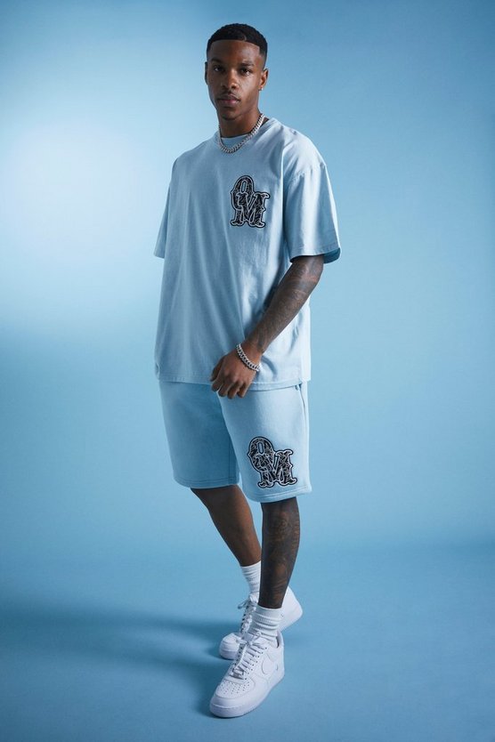Lil Tjay Oversize T-Shirt mit Applikation & Shorts