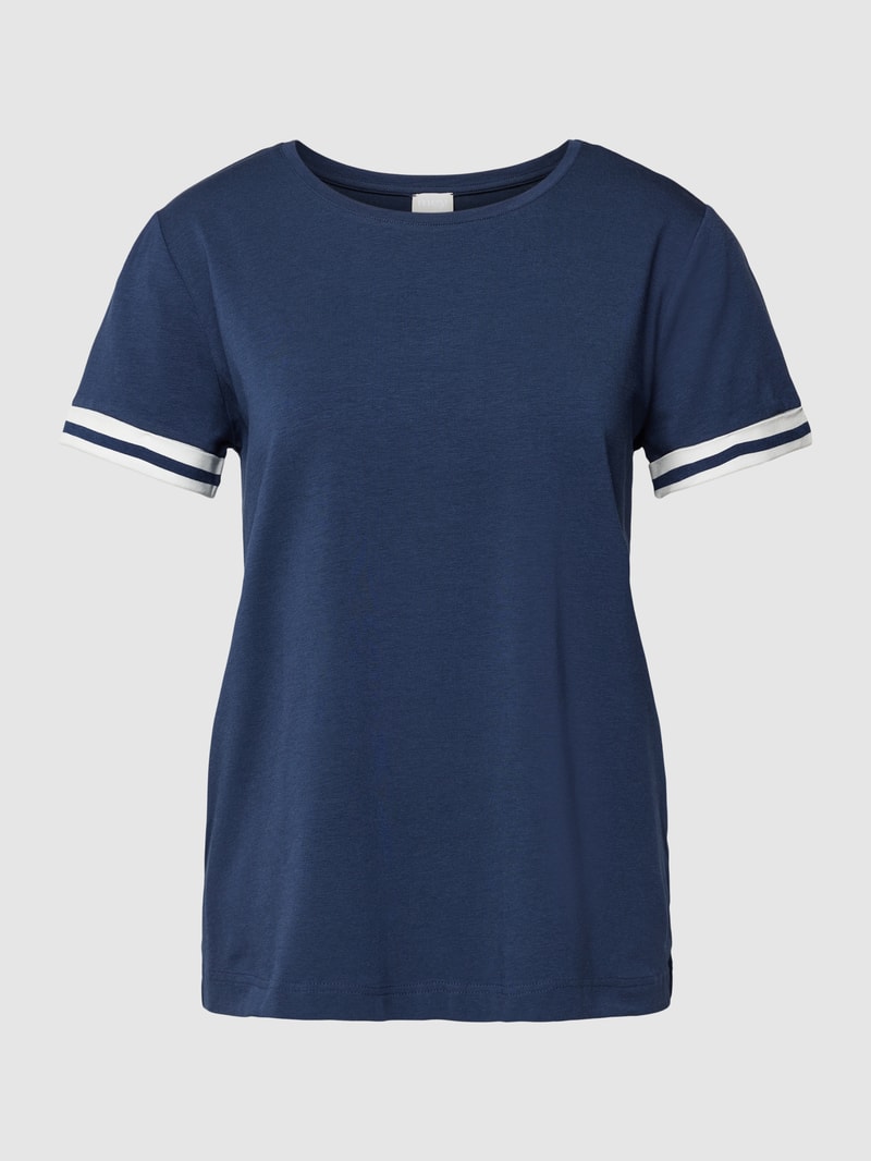 Pyjama-Oberteil mit Kontrastbesatz in marineblau