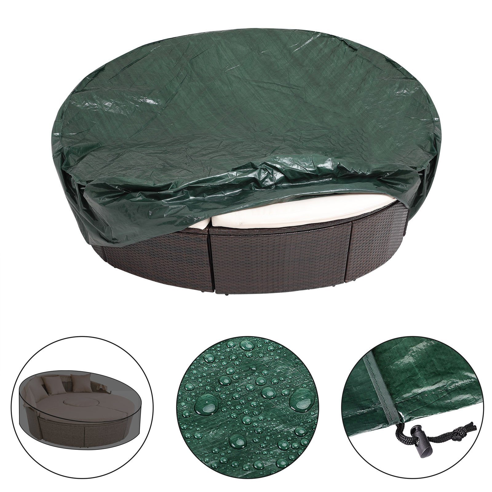 Kingsleeve Gartenmöbel-Schutzhülle (1-St), Sonneninsel Wasserabweisend 188x90-50cm Rund PE Schutzhülle Plane