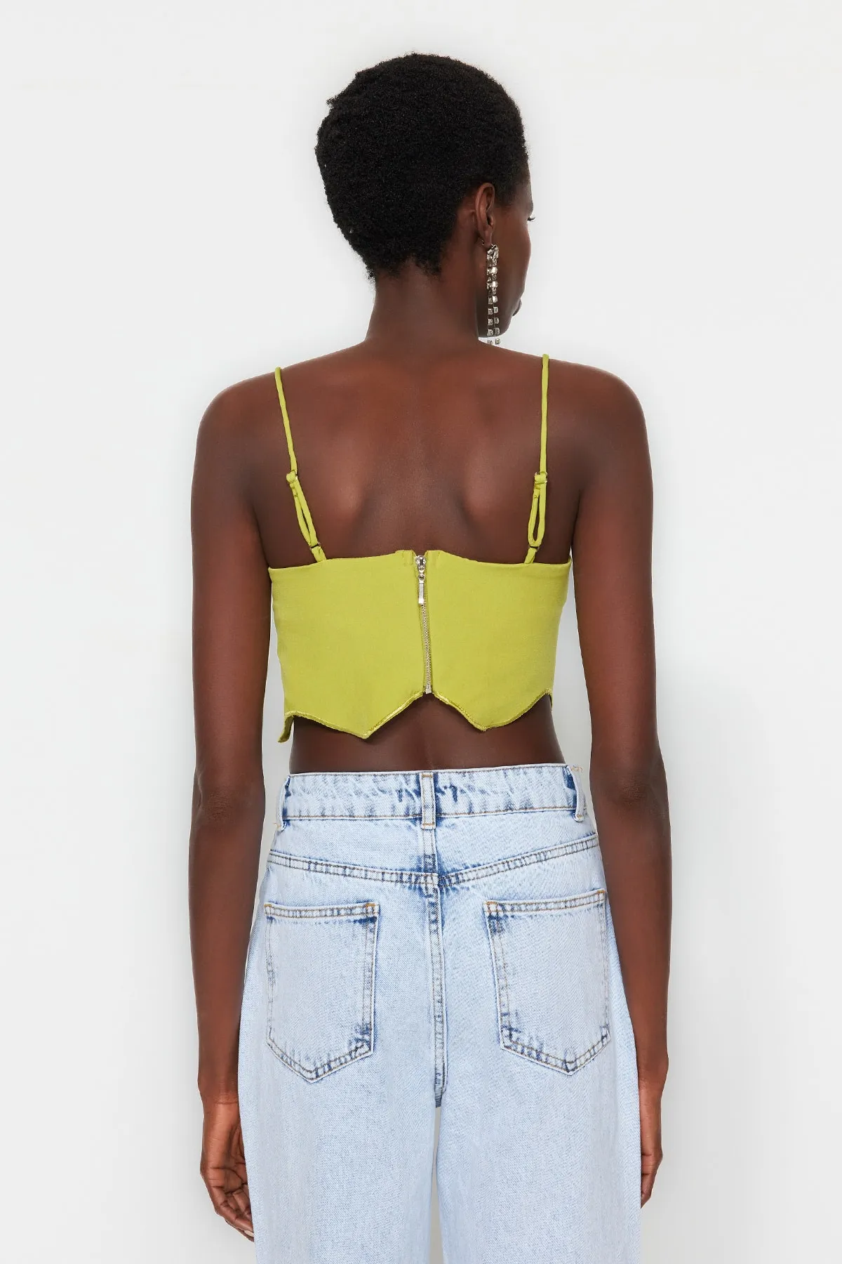 Trendyol Collection  Fat Green Crop Woven Bustier TPRSS23BS00033