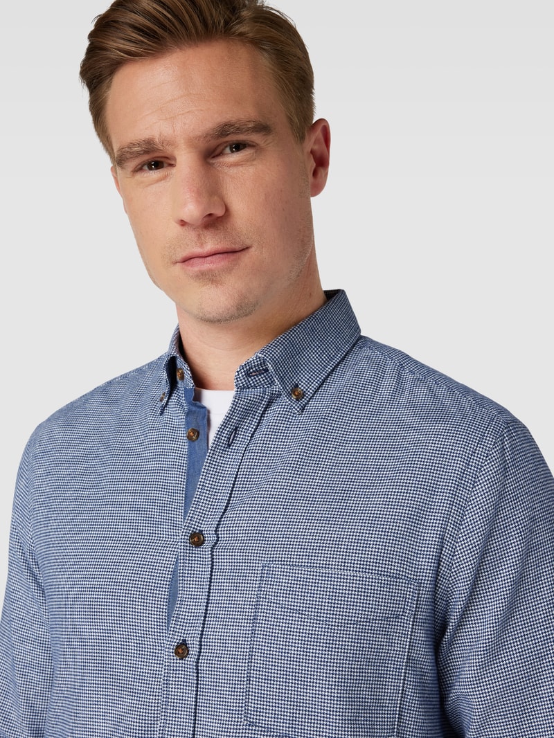 Flanellhemd mit Button-Down-Kragen in marineblau