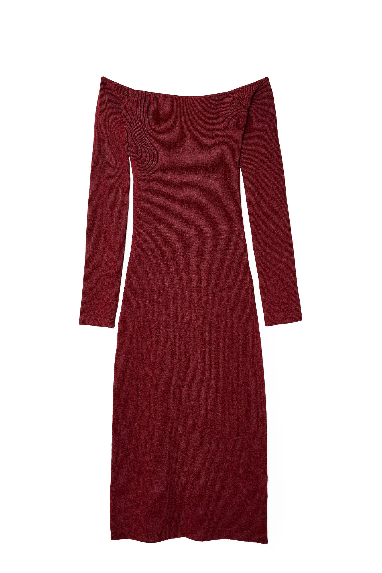 Schulterfreies Strick-Midikleid