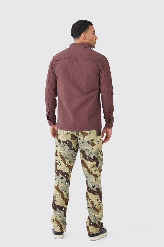 Langärmliges Twill Hemd mit Reißverschluss
