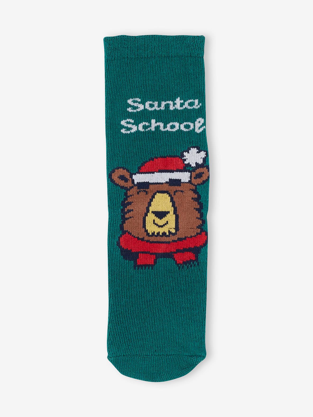 Coffret noël sweat blason et chaussettes garçon gris chiné