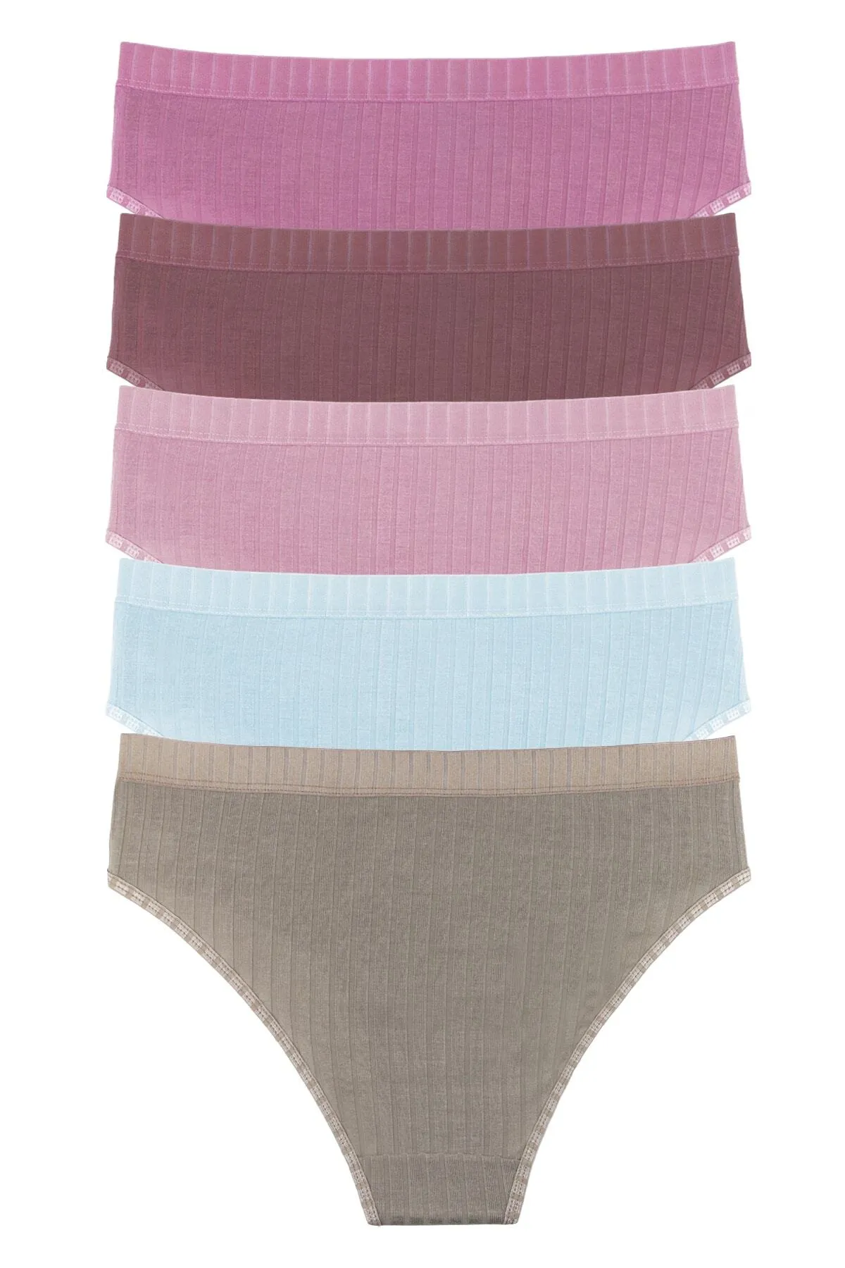 Sensu  5-teiliges Slip-Slip-Set für Damen mit Kordel und weichen Farben – Kts3053