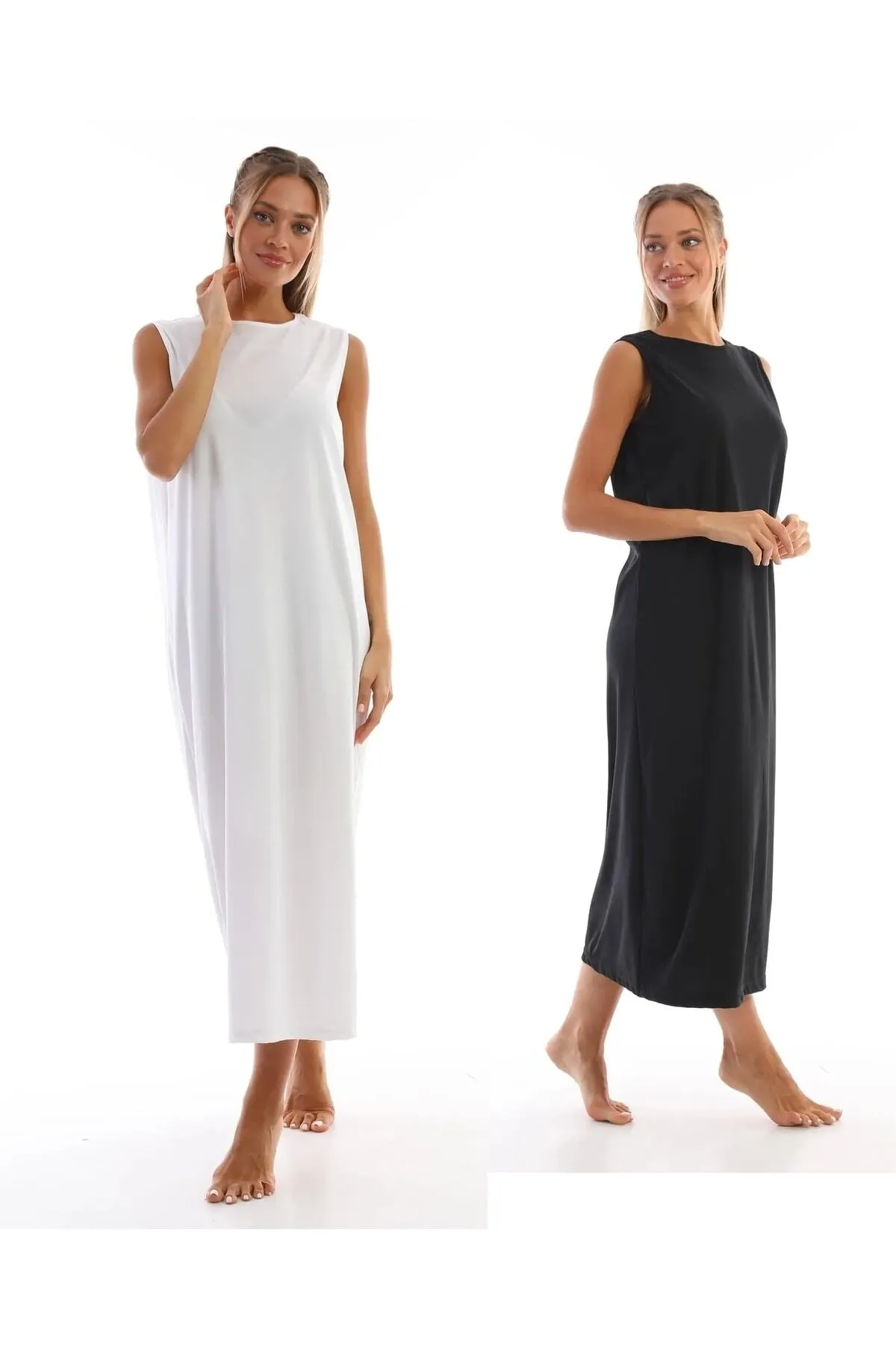 medipek  Ärmelloses Kleid, Futter, Unterwäsche, Unterrock, Schwarz, Weiß, 2er-Set