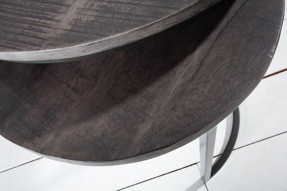 riess-ambiente Beistelltisch ELEMENTS 57cm grau (Set, 2-St), Massivholz · Metall-Gestell · Holztisch · Industrial