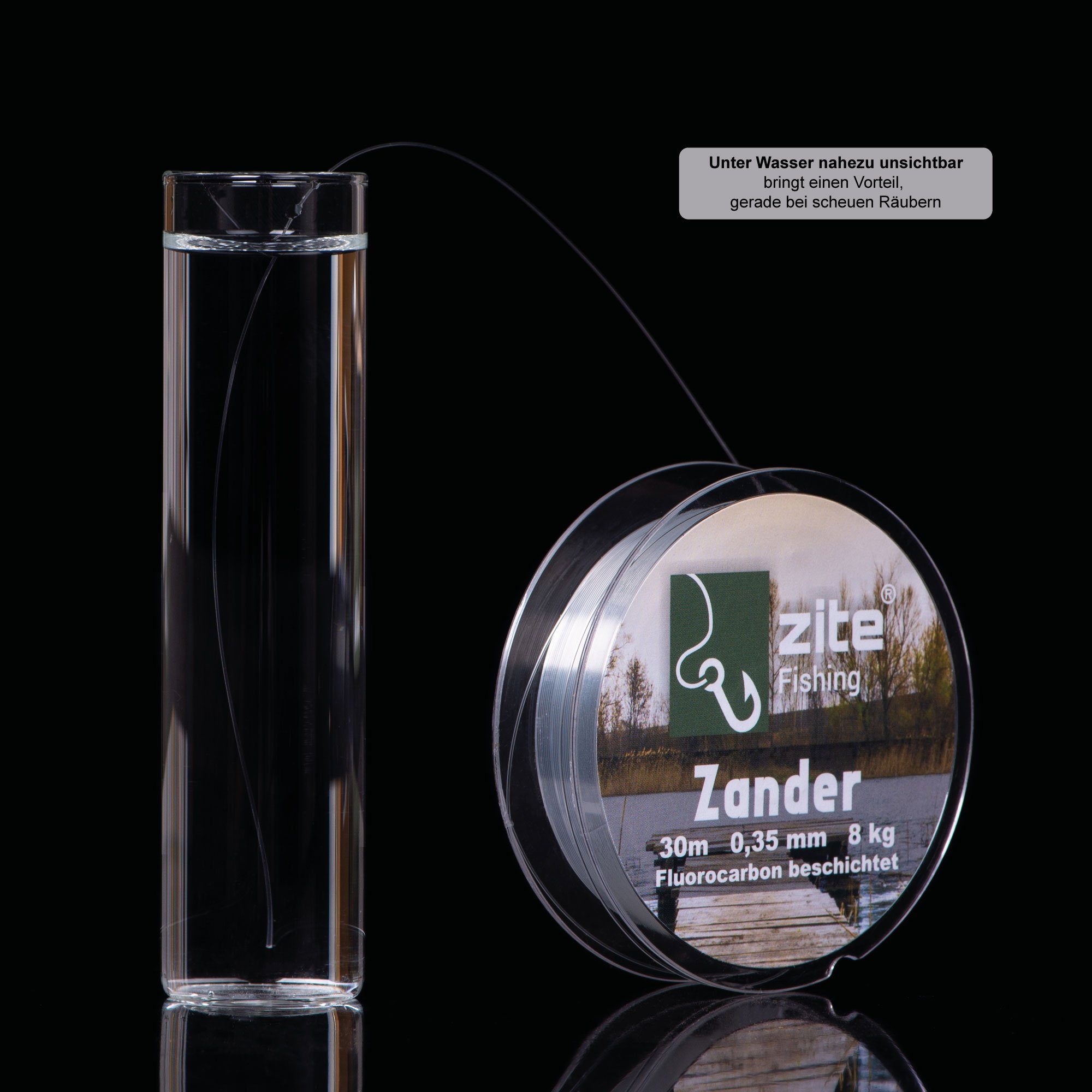 Zite Angelschnur Fluorocarbon Vorfachschnur 0,35mm, 30m - Monofile Zanderschnur