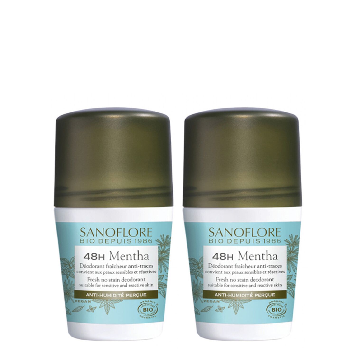 Sanoflore Mentha Lot Déodorant Roll-On 48h 2 x 50 ml