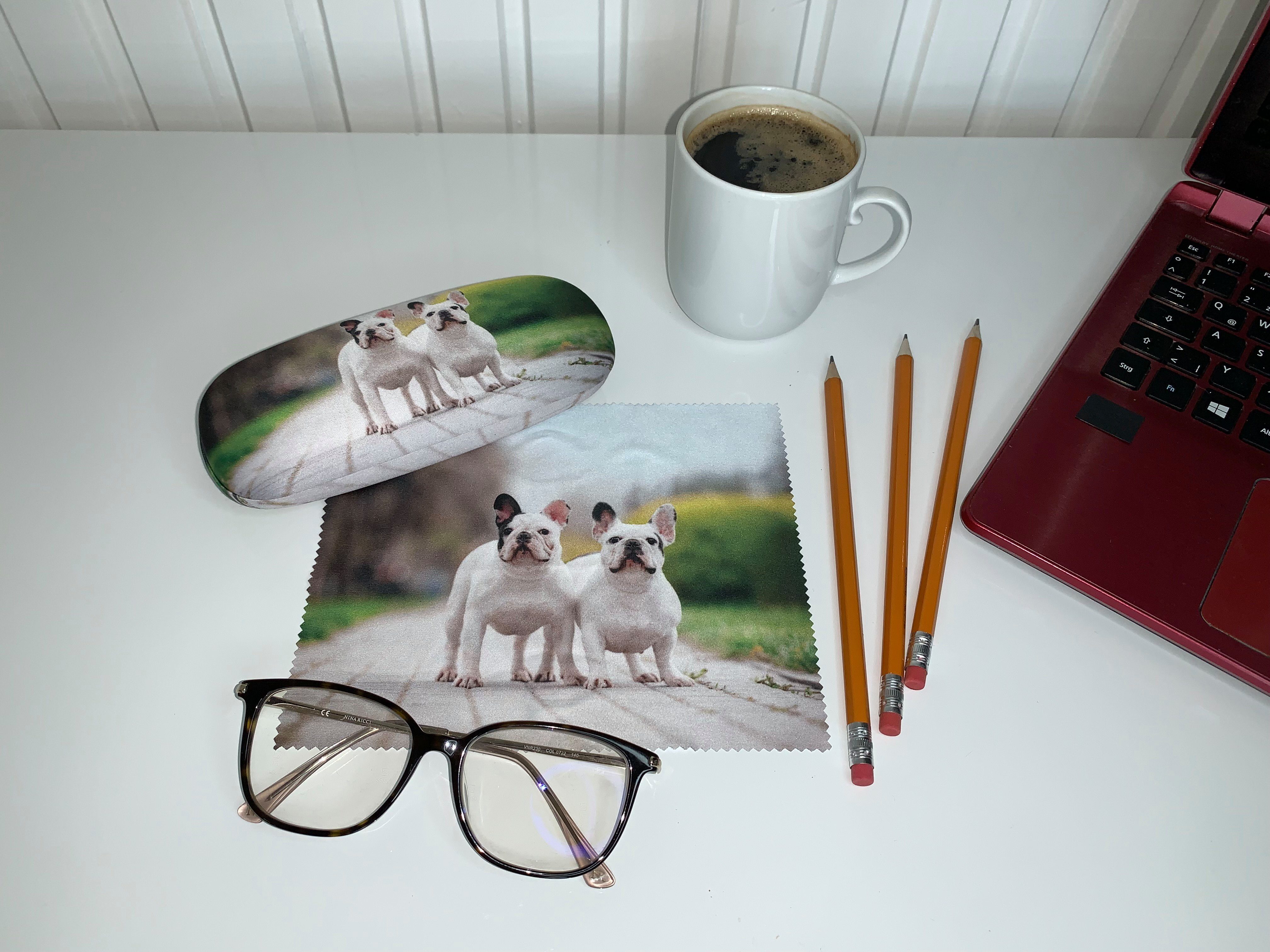 von Lilienfeld Brillenetui Brillenetui Französische Bulldoggen Hund Hardcase, stabiles mit Mikrofaser bezogenes Hardcase