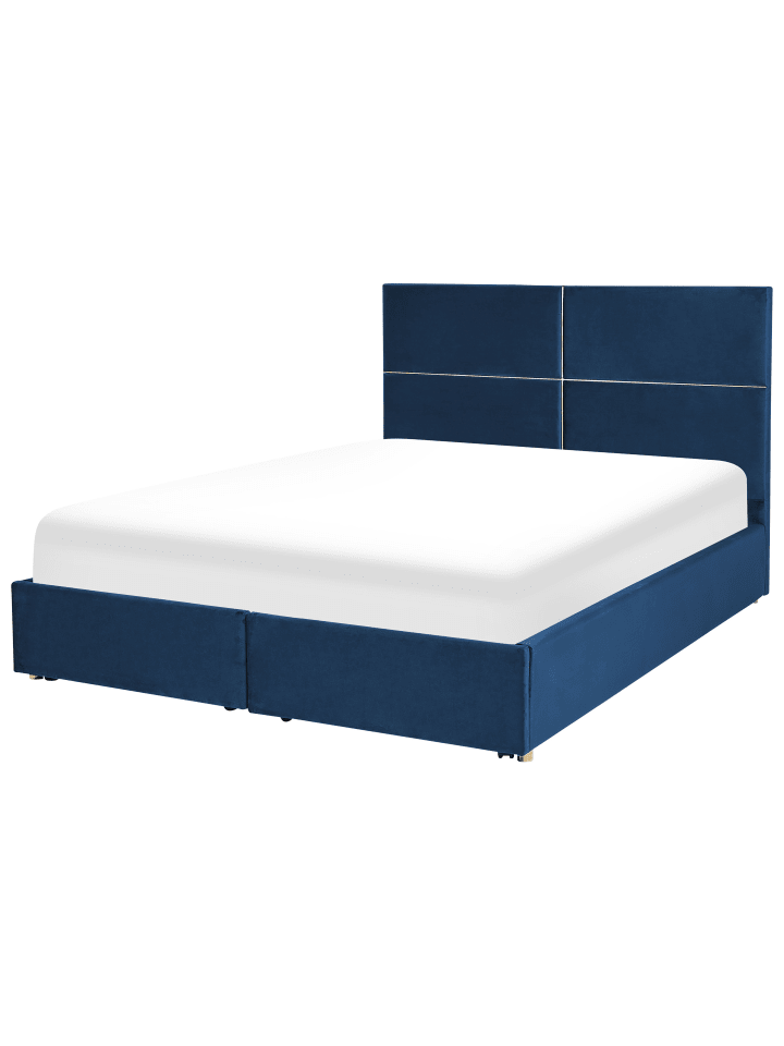 Beliani Doppelbett VERNOYES in Blau/Gold - (W) 188 x (H) 120 x (L) 214 cm günstig kaufen onesize