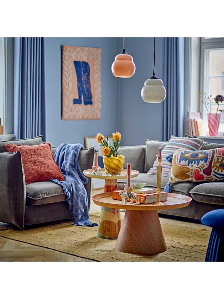 Bloomingville Decke UDINE Blau Gemustert 160x130 cm günstig kaufen onesize