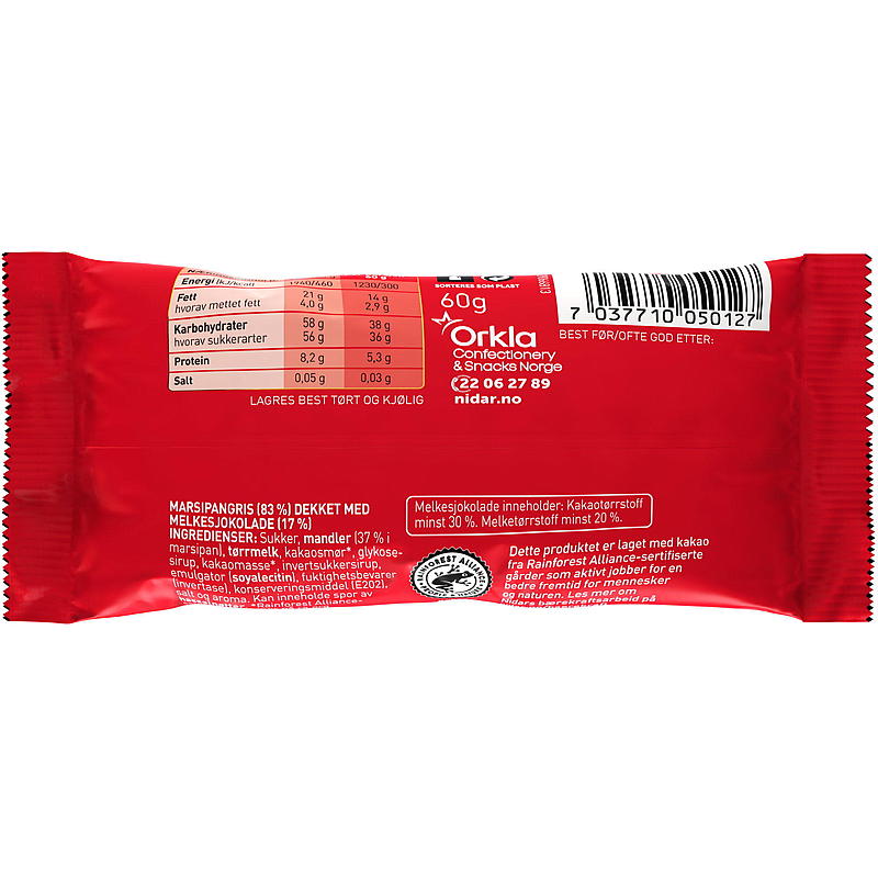 Nidar Julemarsipan gris 60 g m/sjokolade Nidar