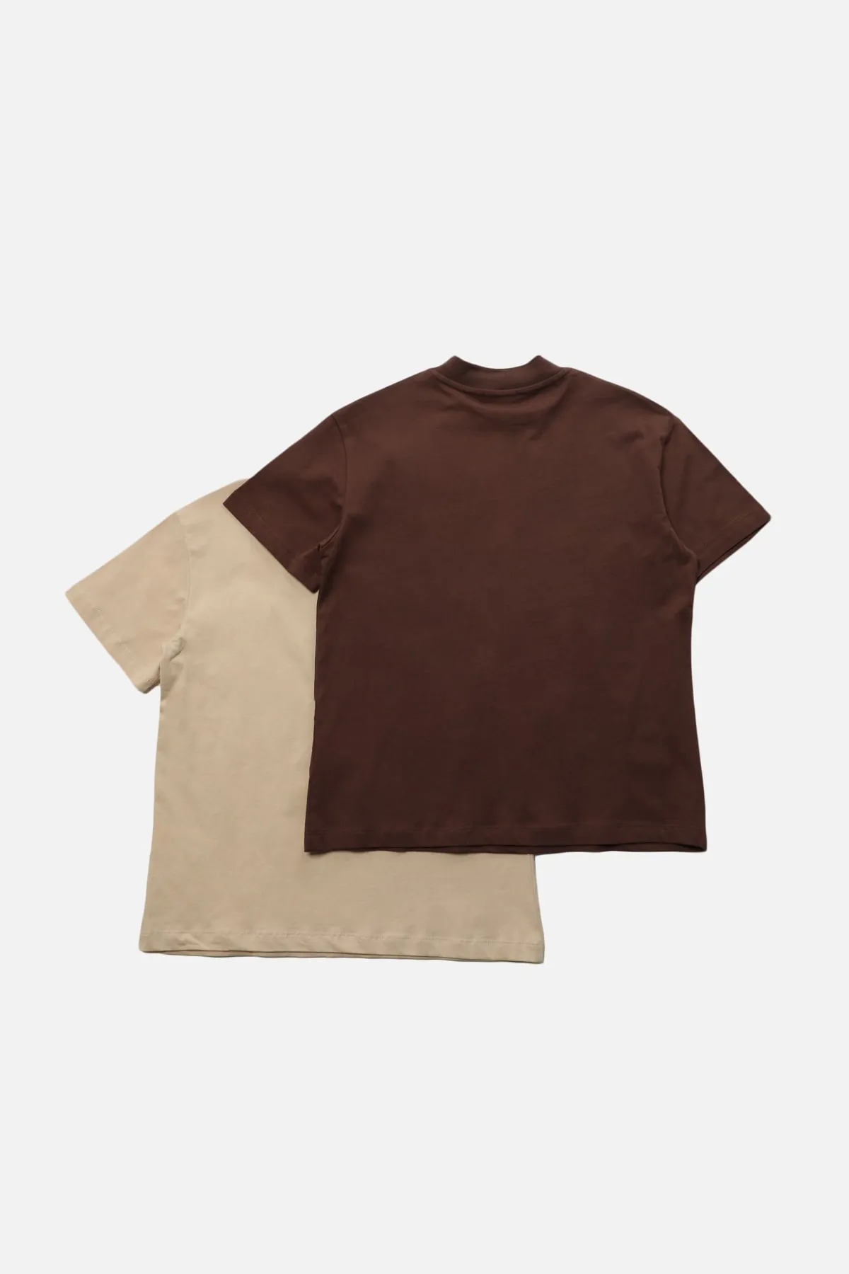 Trendyol Collection  Braun-Beige 2er-Pack Basic-Strick-T-Shirts mit Stehkragen aus 100 % Baumwolle TWOSS20TS1500