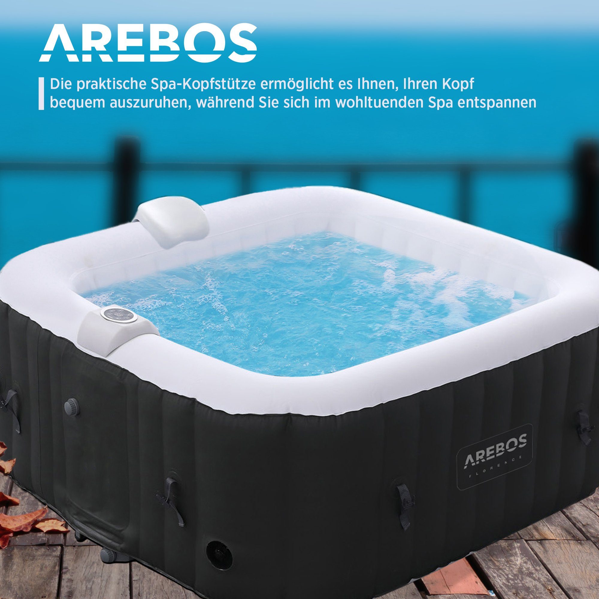 Arebos Whirlpoolkopfstütze 1x oder 2x Nackenkissen für Whirlpool, weiß, 100% wasserdicht, (1x Nackenkissen für Spa Pools, 1-St., Stück)
