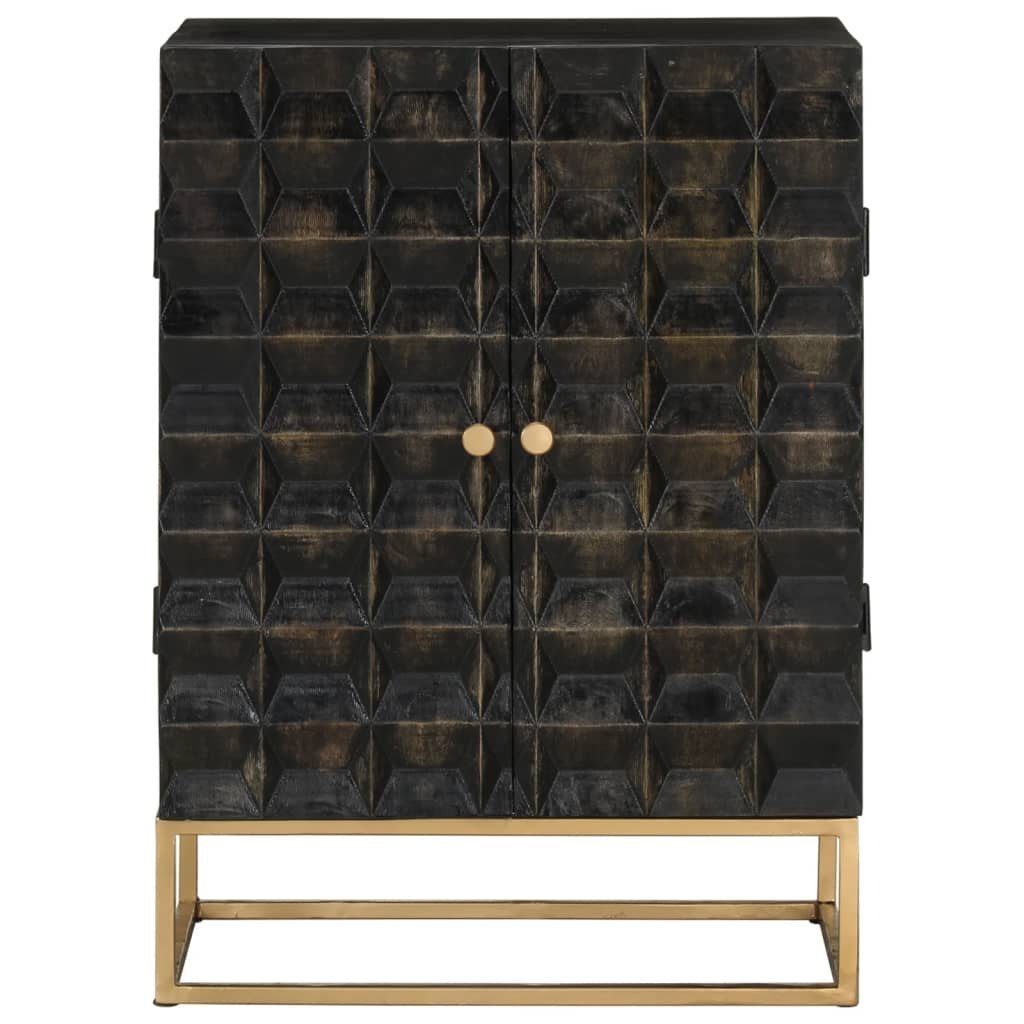 vidaXL Sideboard Sideboard Schwarz 55x34x75 cm Massivholz Mango und Eisen (1 St)