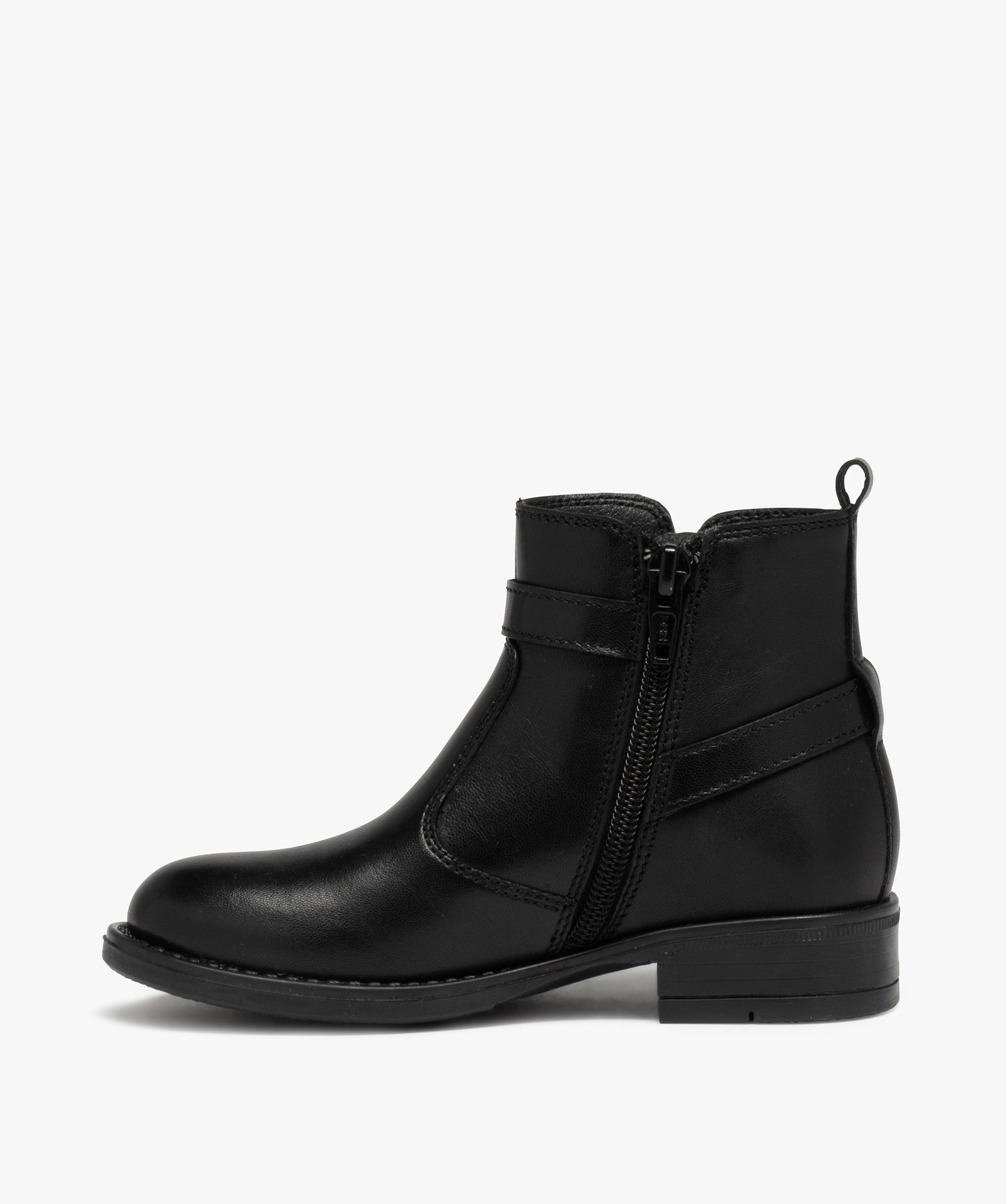 Boots fille dessus cuir uni à bride décorative | GEMO
