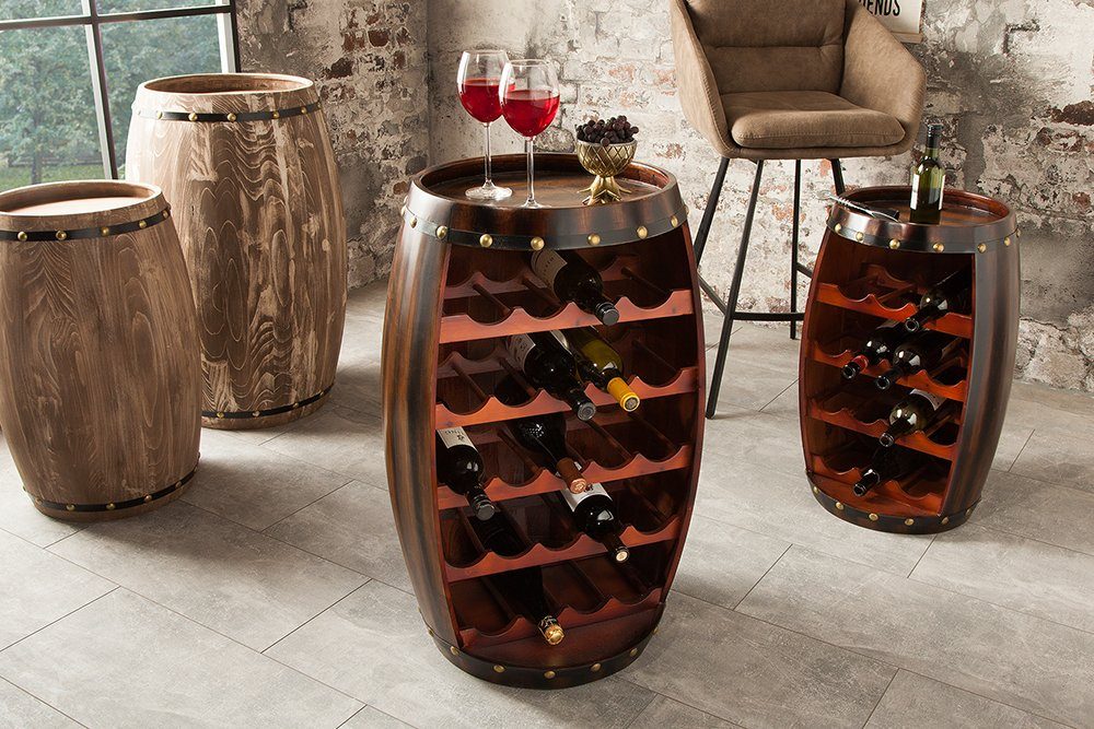 riess-ambiente Weinregal BODEGA 80cm coffee, Einzelartikel 1-tlg., Holz · Flaschen · Fass · Pinie