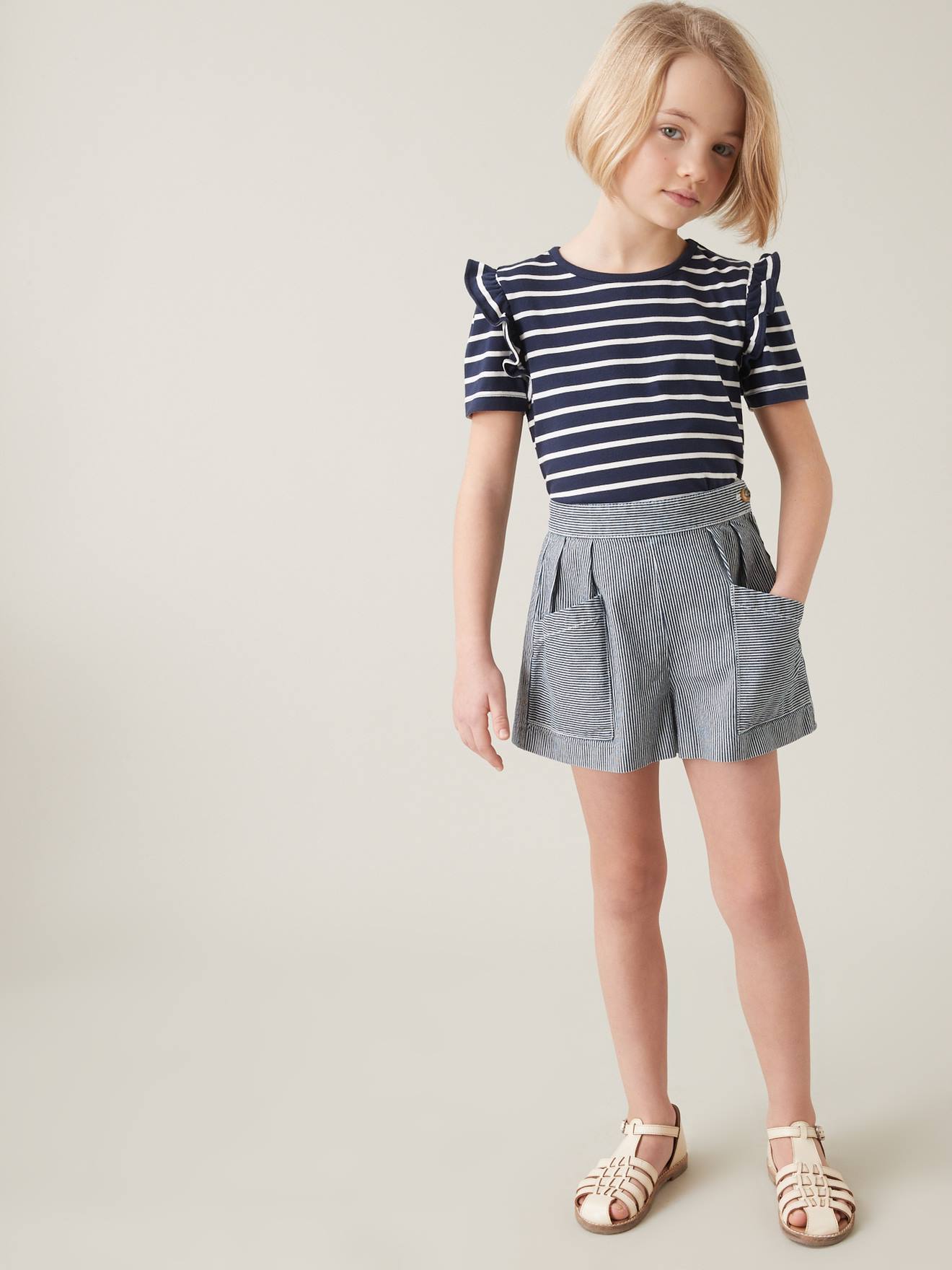 Short rayé CYRILLUS collection Hickory stripes rayé blanc