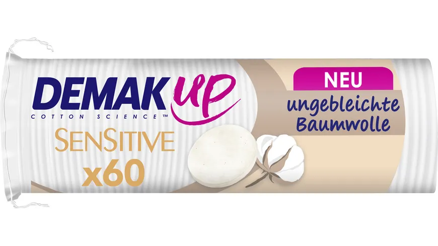 DEMAK'UP Sensitive runde Wattepads aus ungebleichter Baumwolle