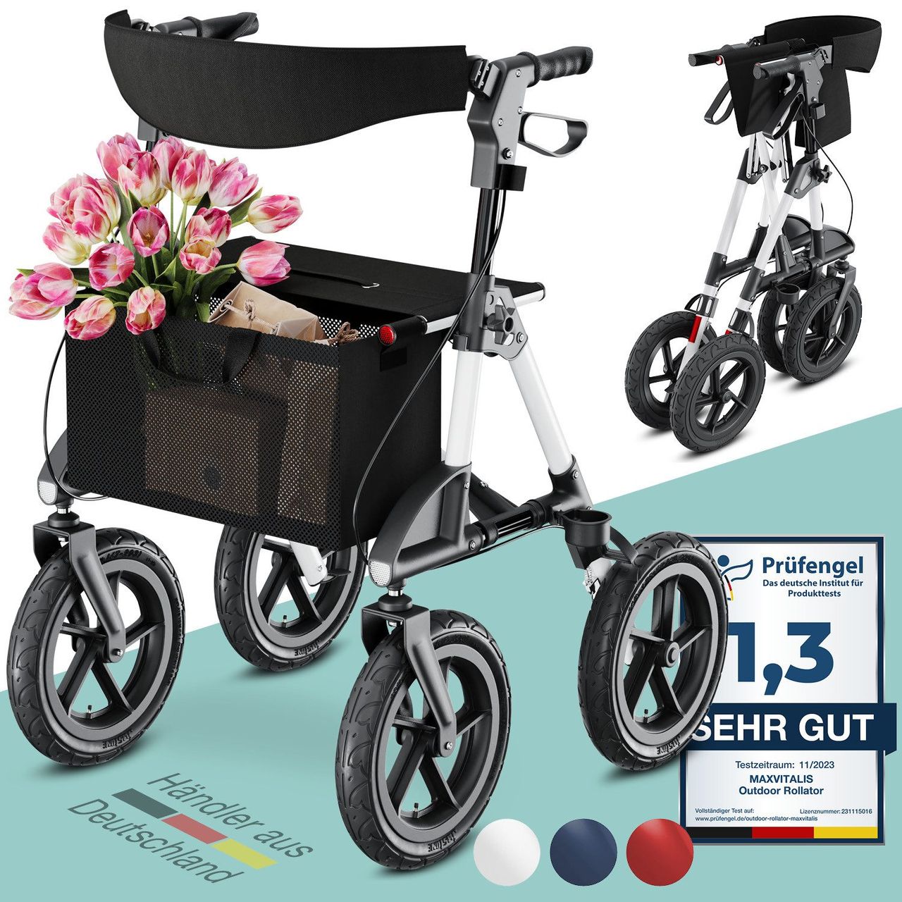 Aktivshop Alu Outdoor Rollator mit Luftbereifung »Komfort« faltbar