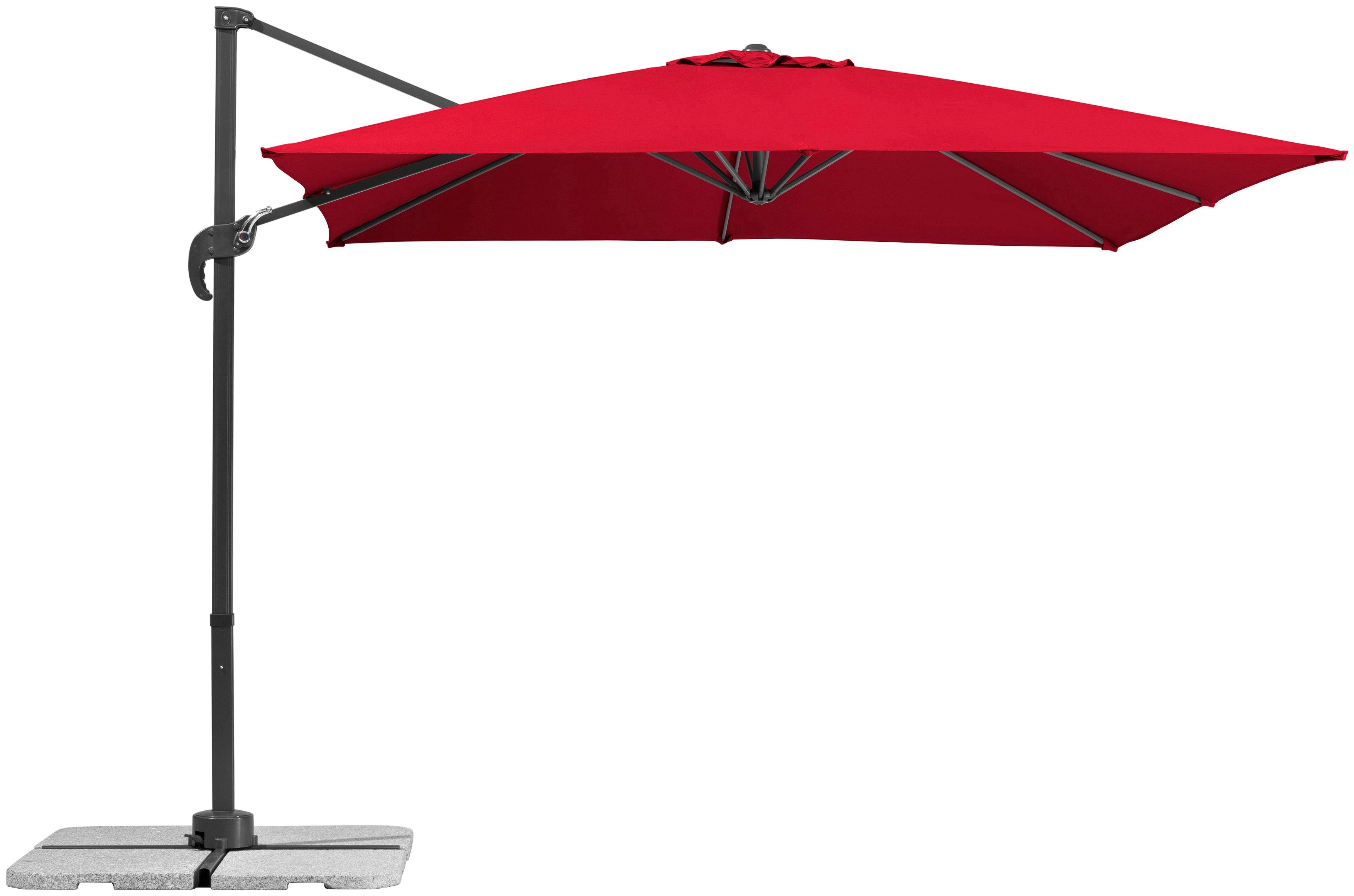 Schneider Schirme Ampelschirm Rhodos Junior, LxB: 270x270 cm, rot, quadratisch, ohne Wegeplatten