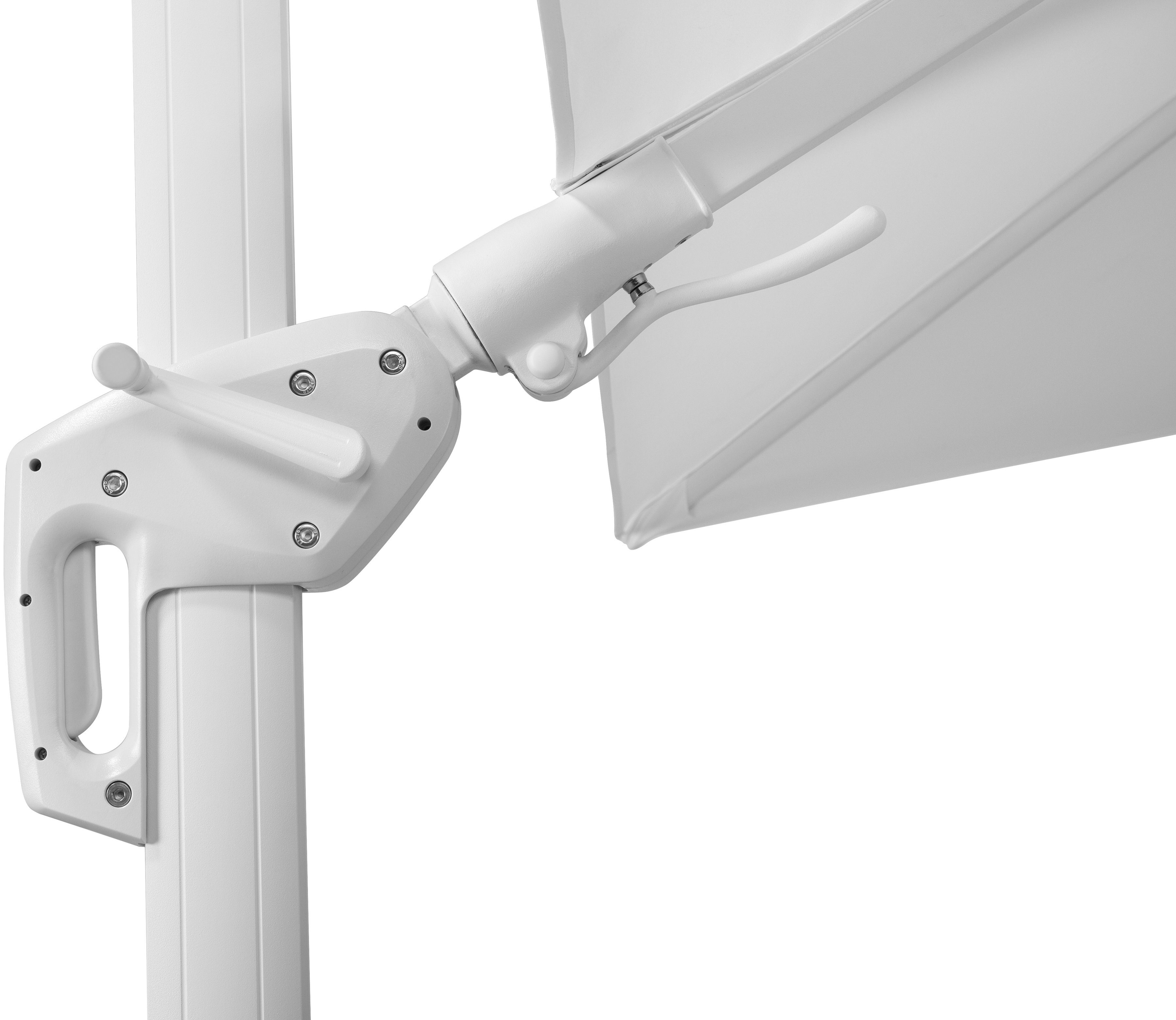 Schneider Schirme Ampelschirm Rhodos Twist Bianco, LxB: 300x300 cm, mit Schutzhülle und Schirmständer, ohne Wegeplatten
