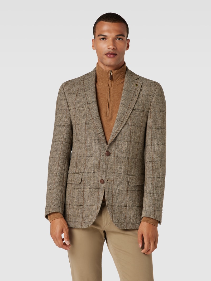 Regular Fit Sakko mit Tartan-Karo Modell 'Theo' in beige