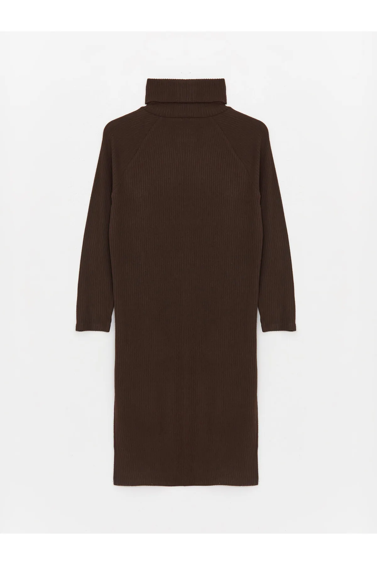 LC Waikiki  Einfarbiges langärmliges Damen-Strickkleid mit Rollkragen