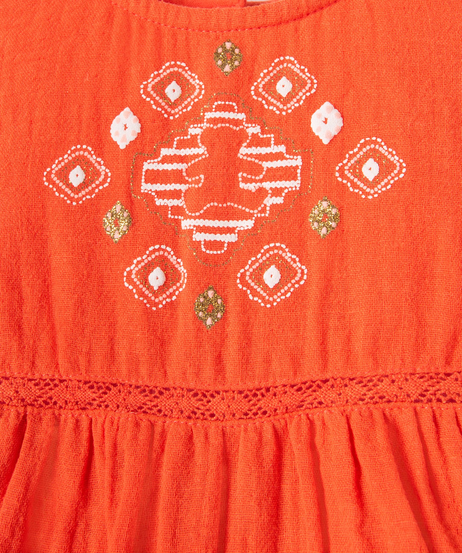 Combishort bébé fille en gaze de coton look barboteuse - L... orange | GEMO