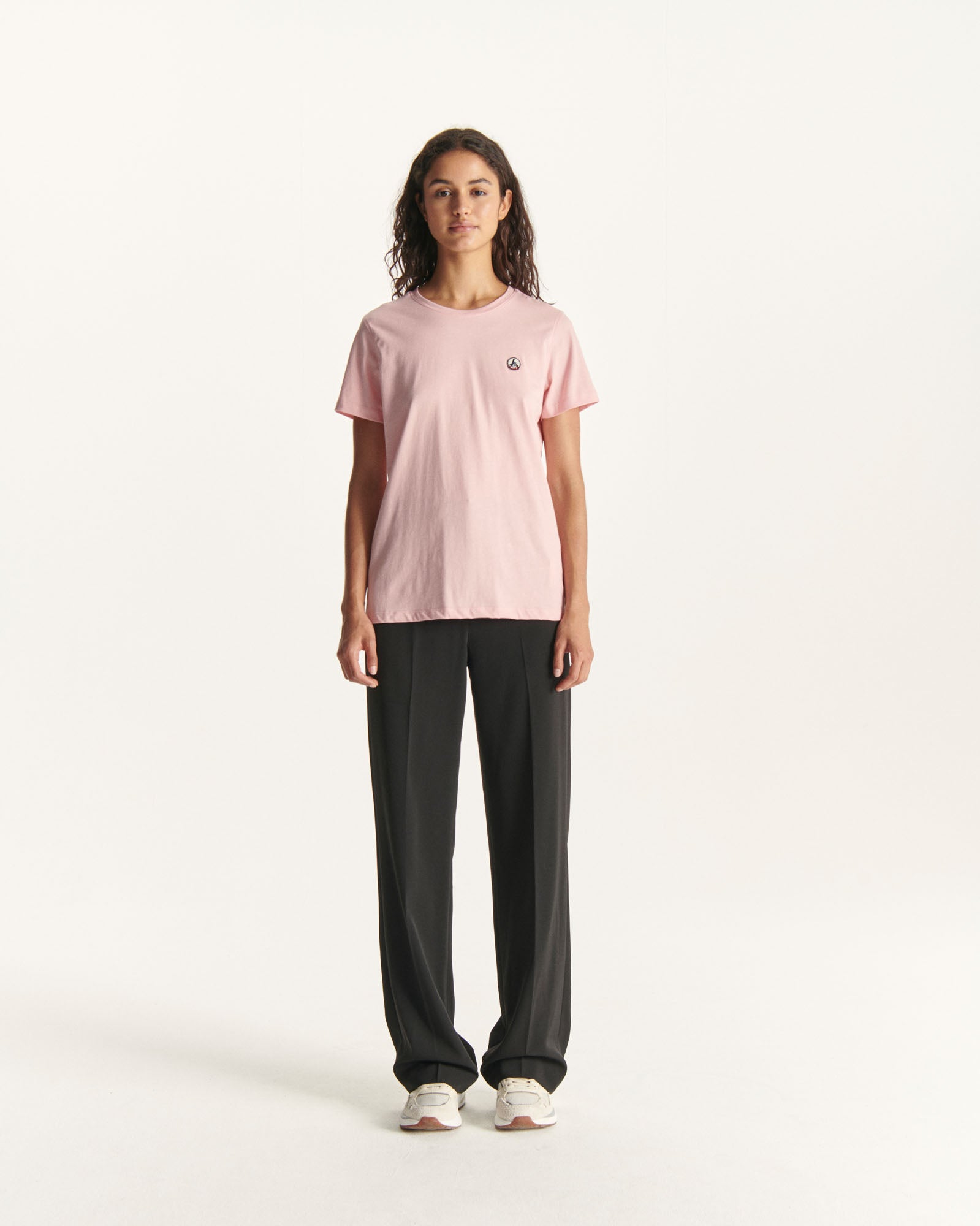 T-shirt à col rond en coton biologique Rose pêche Rosas