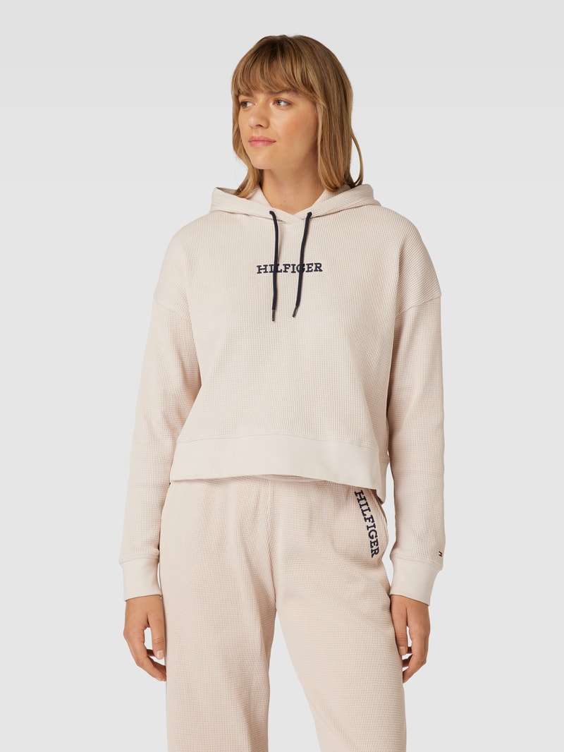 Hoodie mit Label-Stitching Modell 'MONOTYPE' in beige
