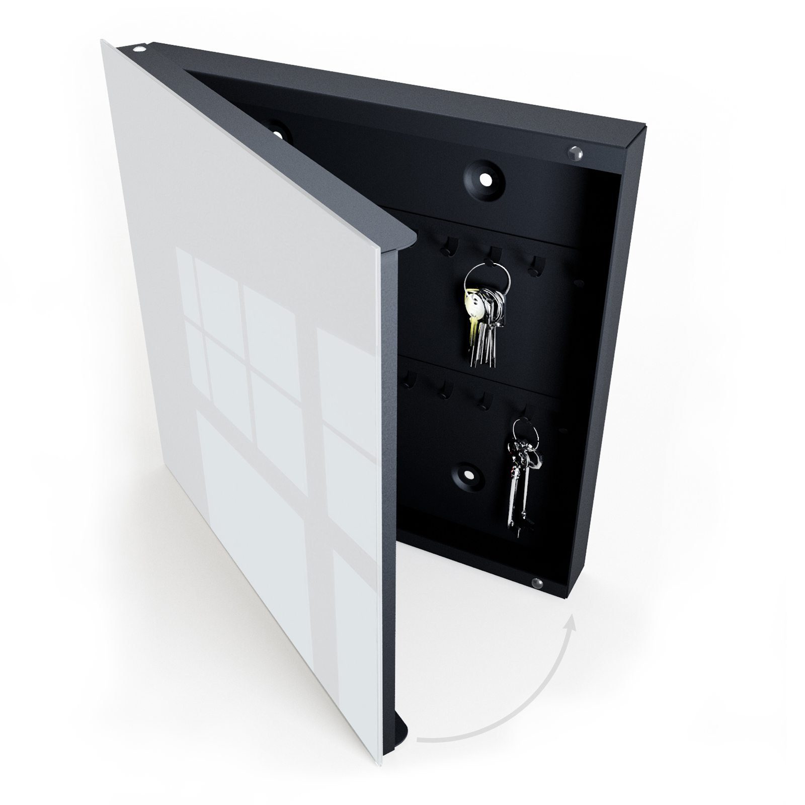 Primedeco Schlüsselkasten Dekor-Schlüsselkasten, Magnetpinnwand und Memoboard mit Glasfront Motiv Hellgrauer Hintergrund