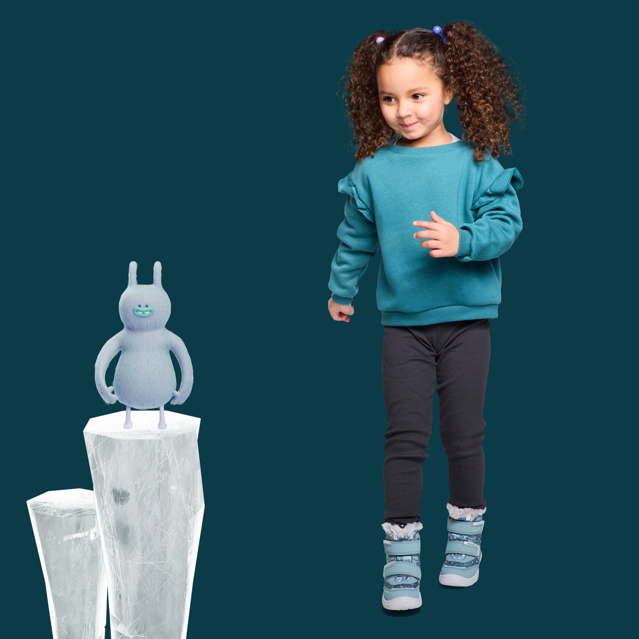 CRYSTAL - Hellgrün/Silber Boots mit Klettverschluss