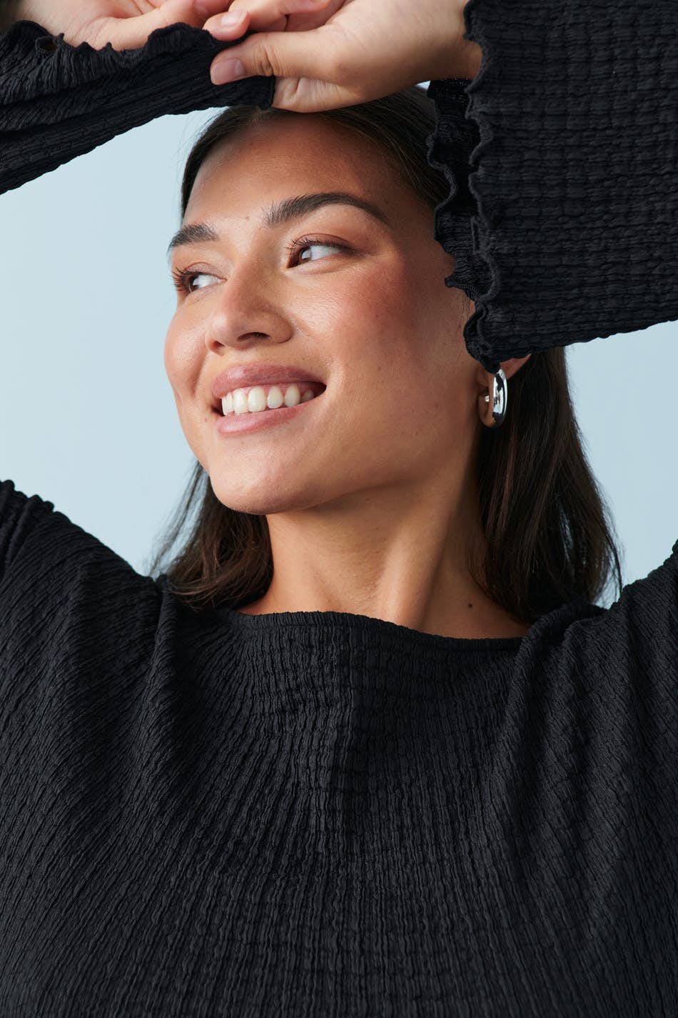Wide sleeve ruffle dress