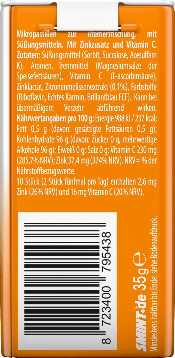 Pastillen, 2h Defensive Orange Mint, zuckerfrei, 35 g