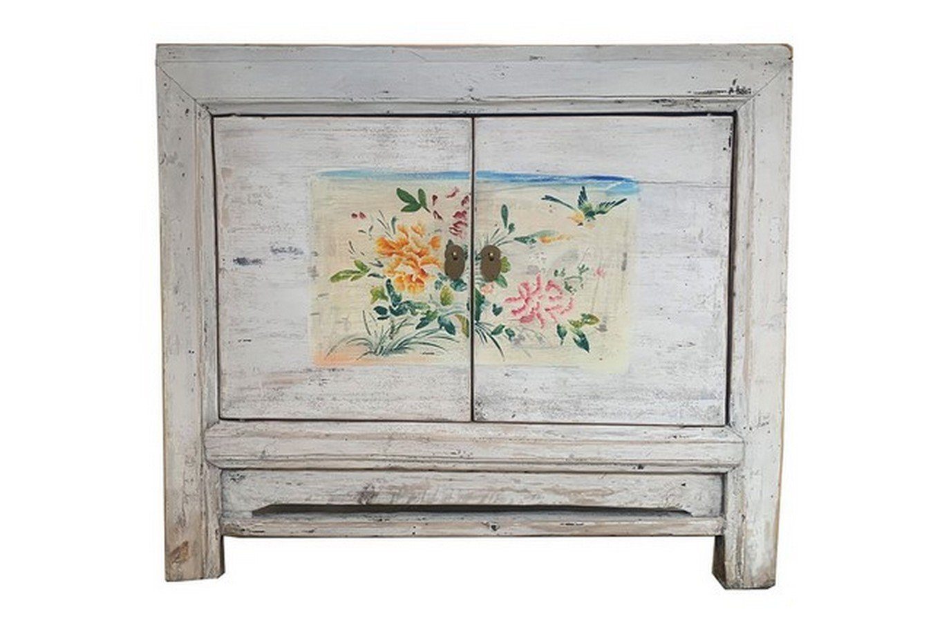 daslagerhaus living Bauernschrank Anrichte Shanxi weiß flower 105cm