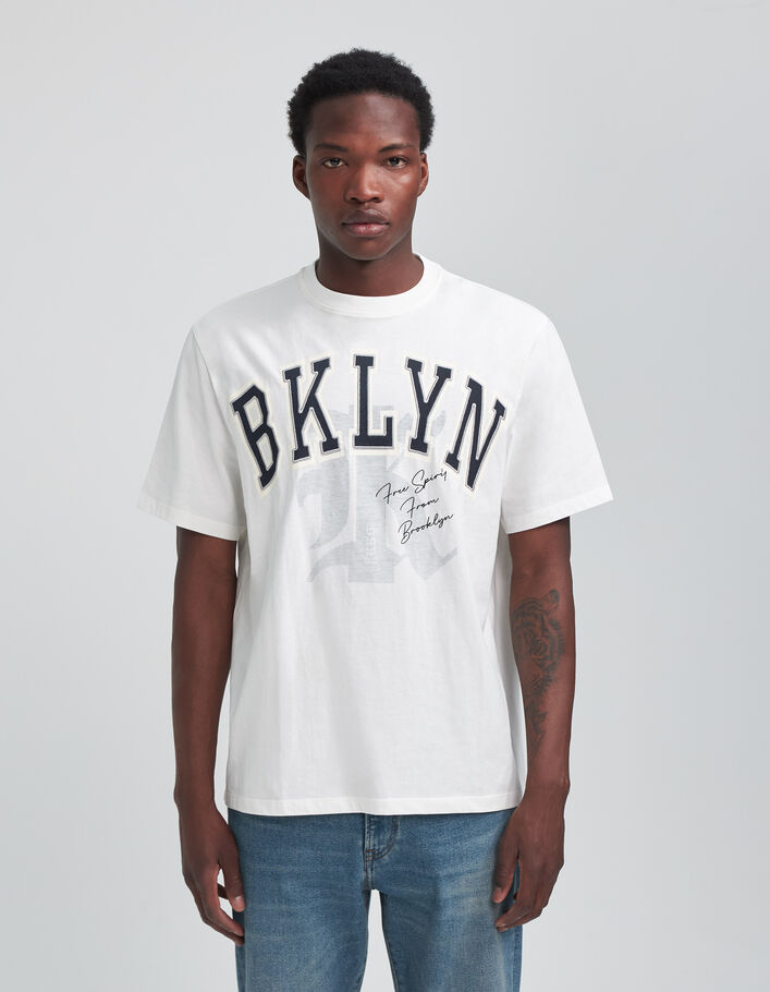 T-shirt blanc bio maxi lettres esprit College Homme