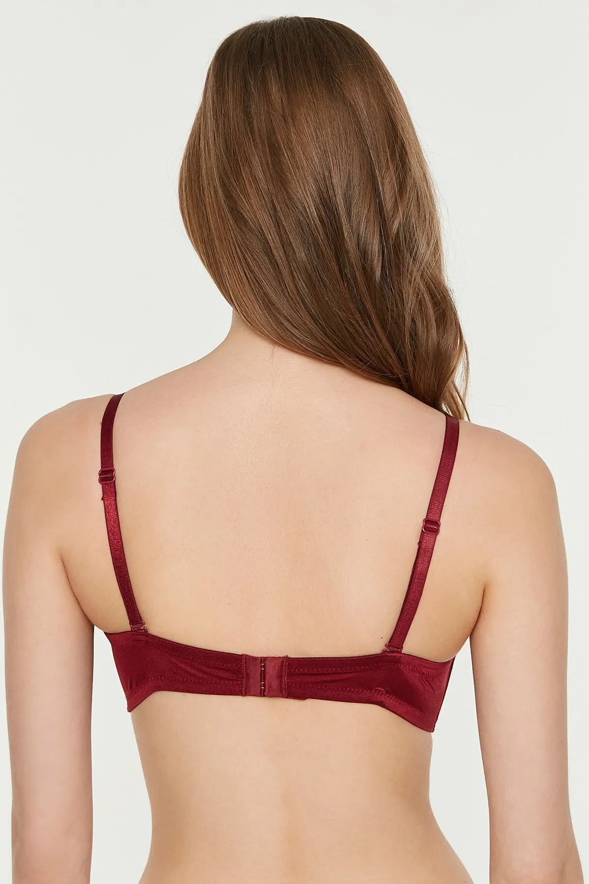 C&City  Tief ausgeschnittener trägerloser Doppel-Push-up-BH C17040 Weinrot