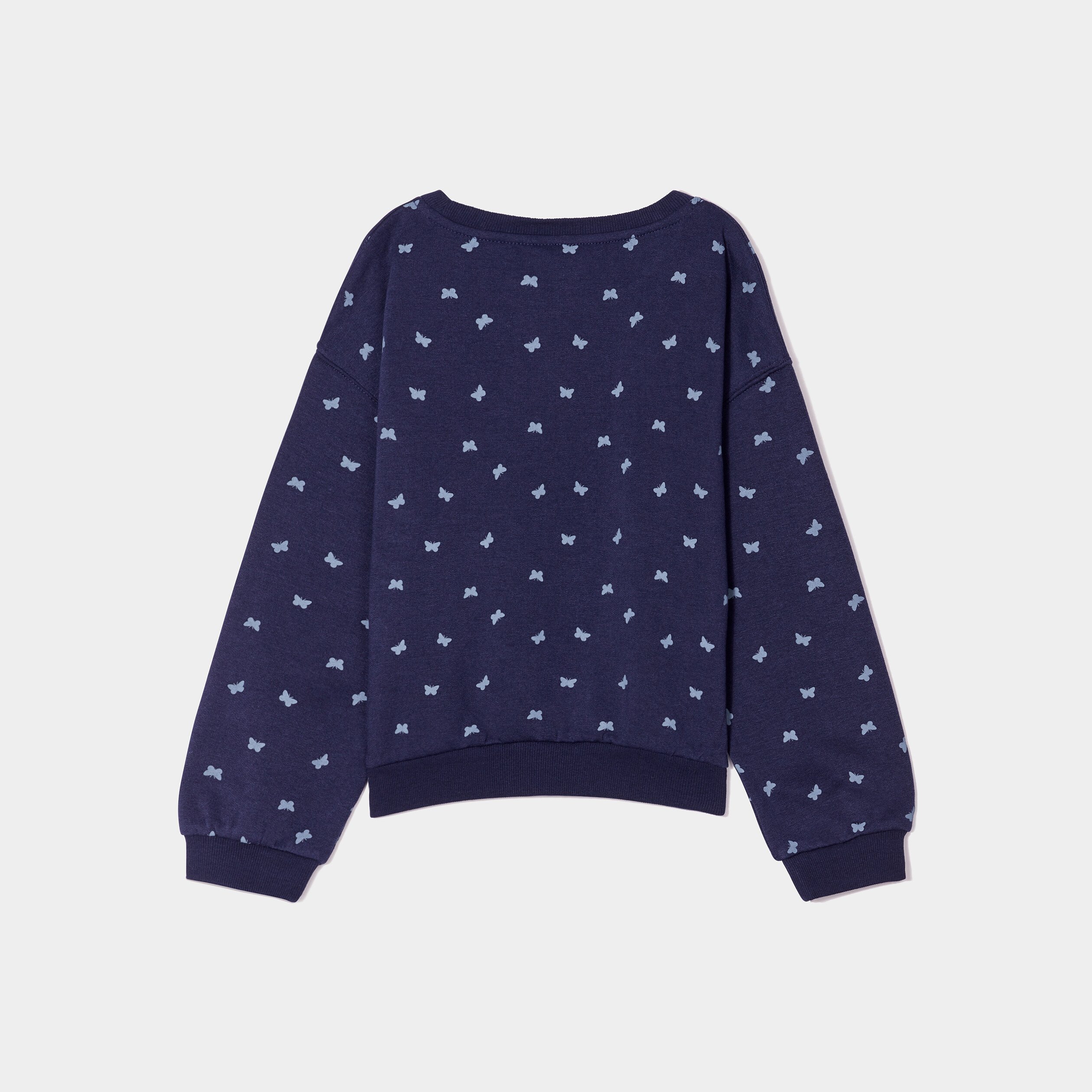Sweat col rond manches longues bleu marine fille | La Halle