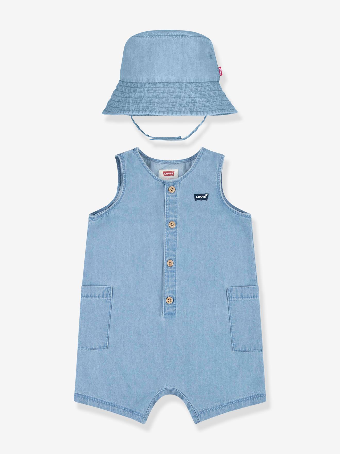 Levis Baby-Set: Overall & Sonnenhut Levi's - gebleicht