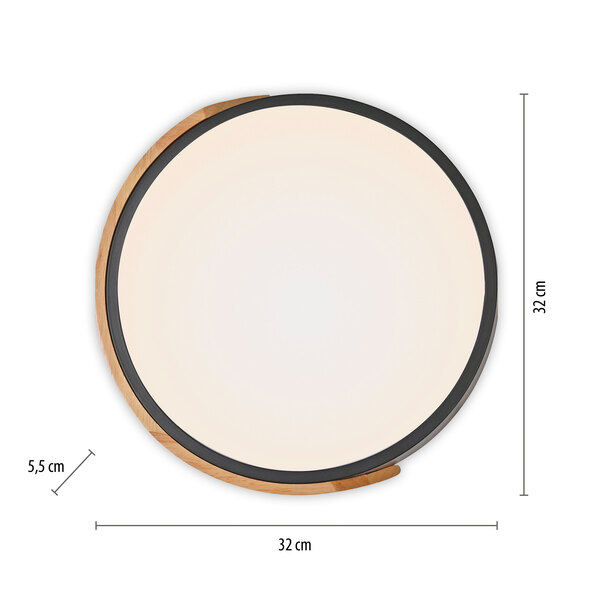 LED-Deckenleuchte BILA, Ø 32 cm, schwarz