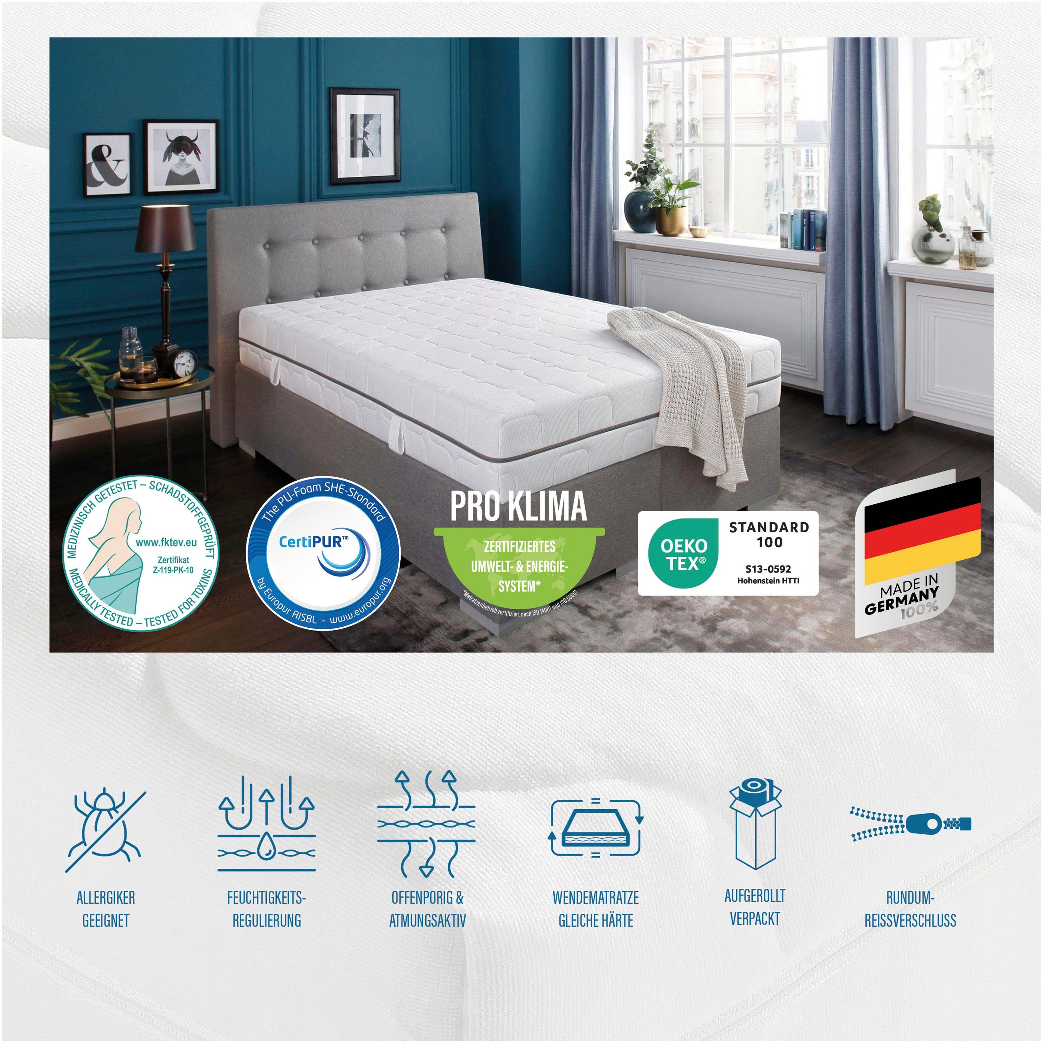Komfortschaummatratze Grand Master, Matratze in 90x200 cm und weiteren Größen erhältlich, Beco, 26 cm hoch, in 3 Härtegrade, Schlafen wie im Luxushotel zum Sensationspreis