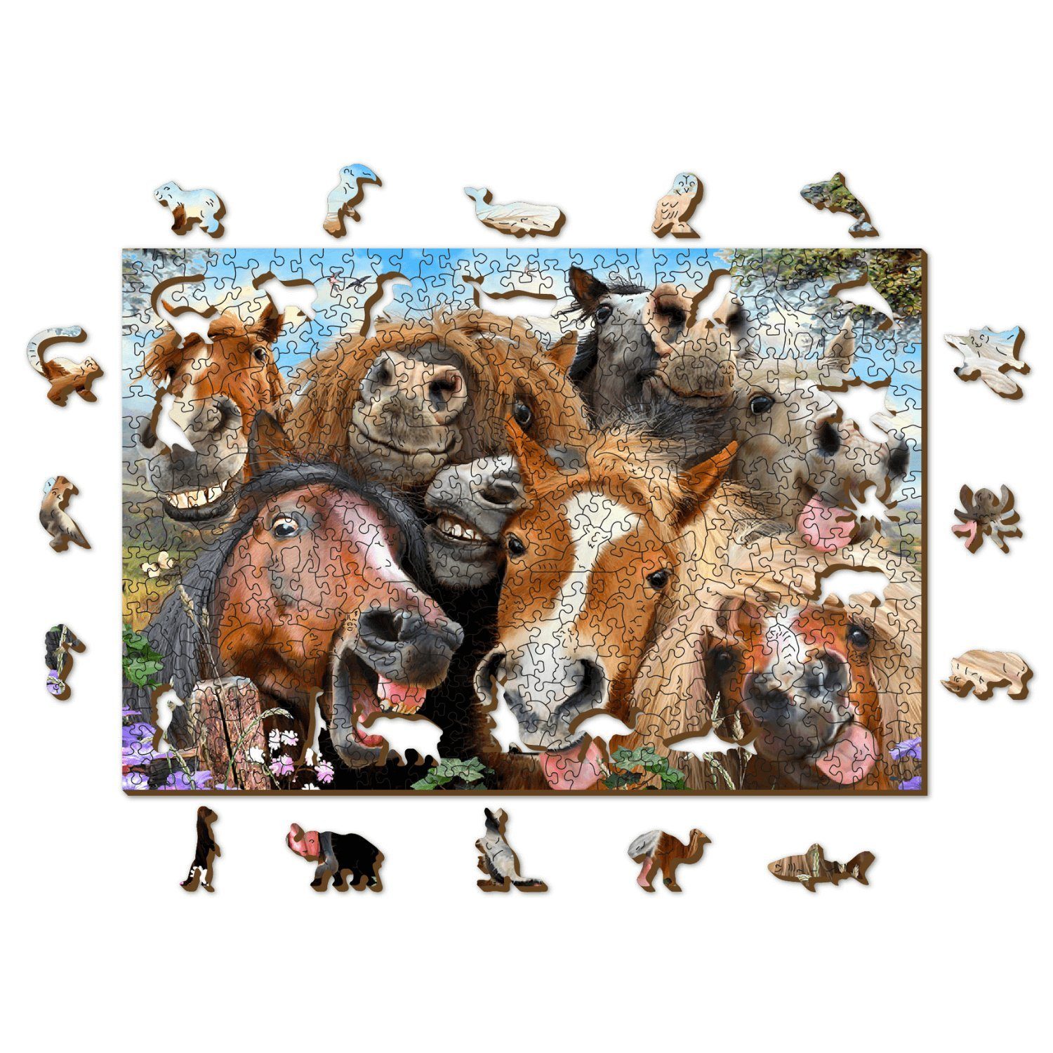 Wooden City Puzzle WoodenCity Verrückte Pferde Puzzle 505 Holzpuzzle, 505 Puzzleteile