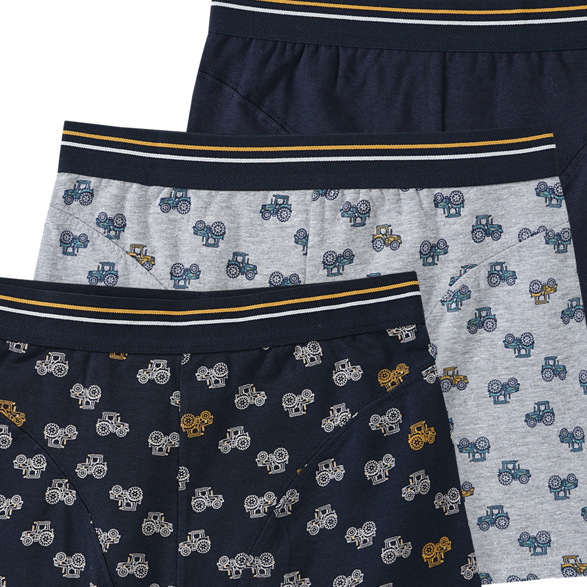 3 Jungen Boxer mit Trecker-Print